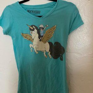 Tina Bob's Burger's Rare Unicorn teal t-shirt Medium (runs bit small)